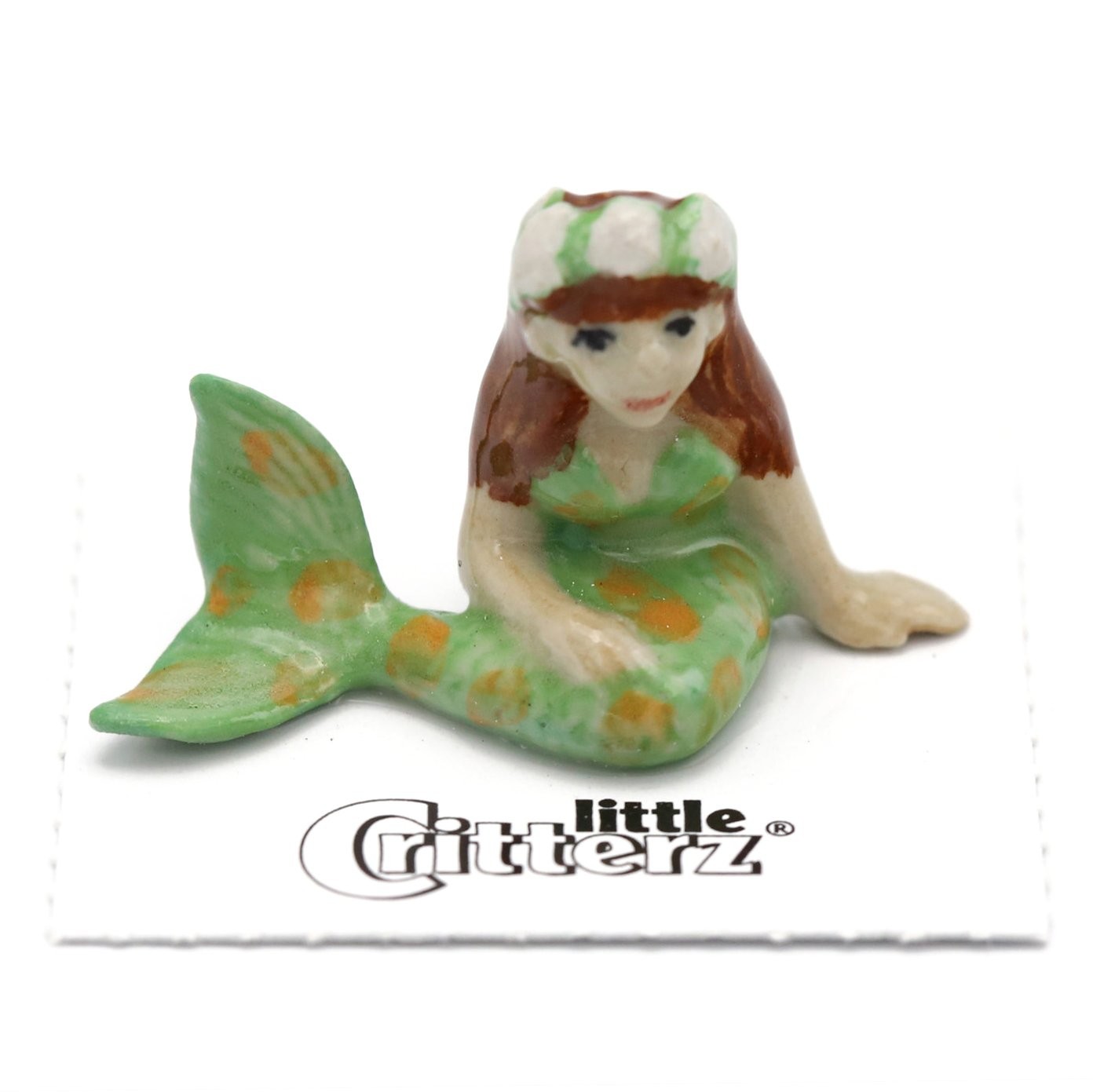 Little Critterz Fantasy – Mermaid Child “Emerald” – Miniature Porcelain Figurine