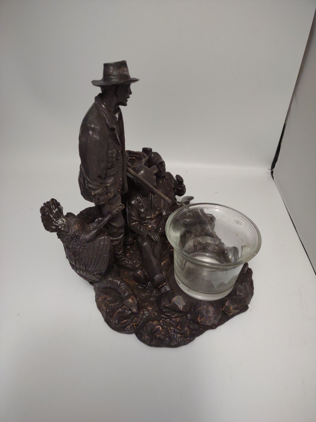Friendly Turkey Hunt Bronze like Sculpture Statue Boys, Cowboy, Turkey 6 1/2″h
