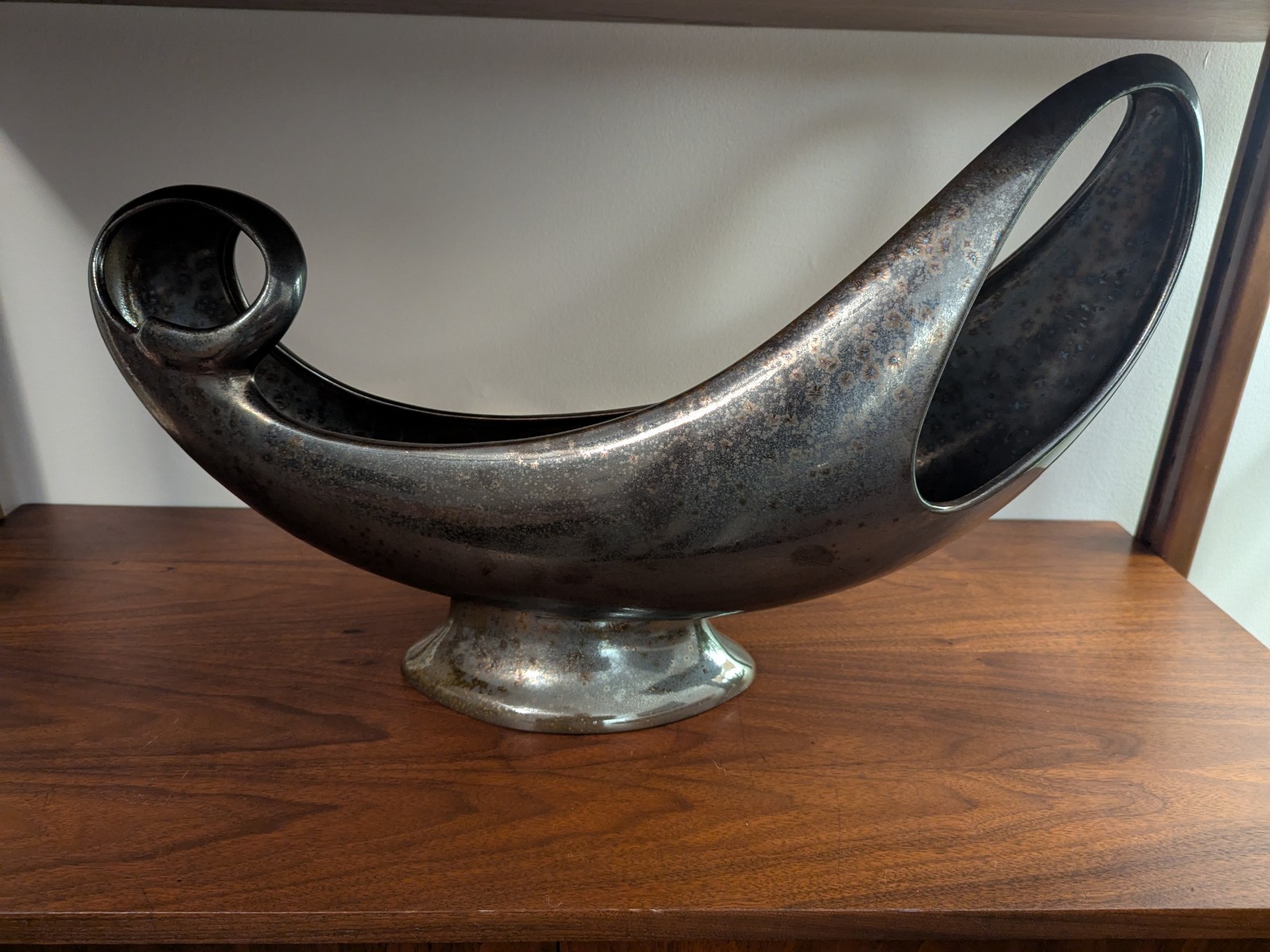 Vintage Global Views Decorative Ceramic Gun Metal Glaze Made In Portugal