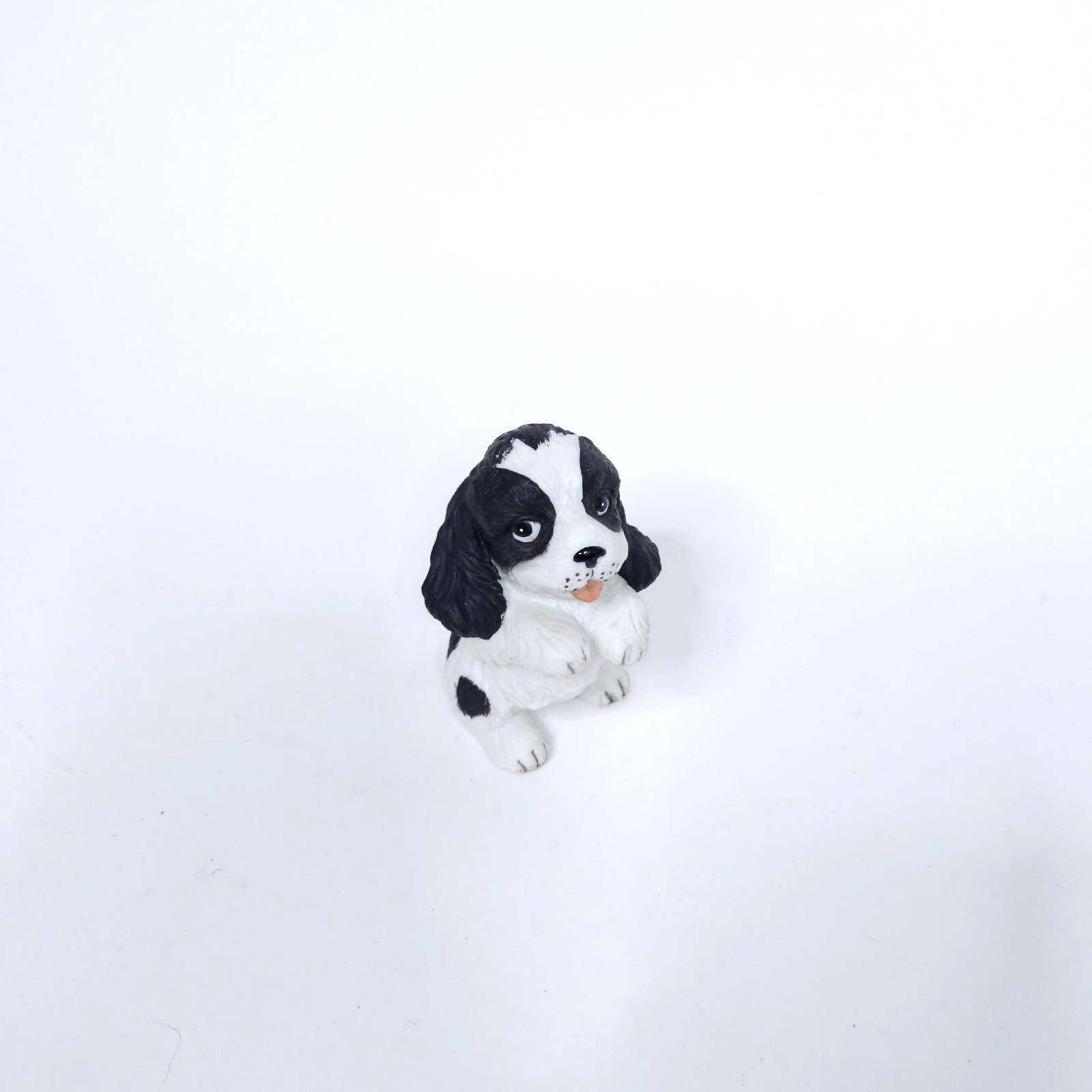 Vintage Homco Dog Figurine Black White Spaniel Puppy