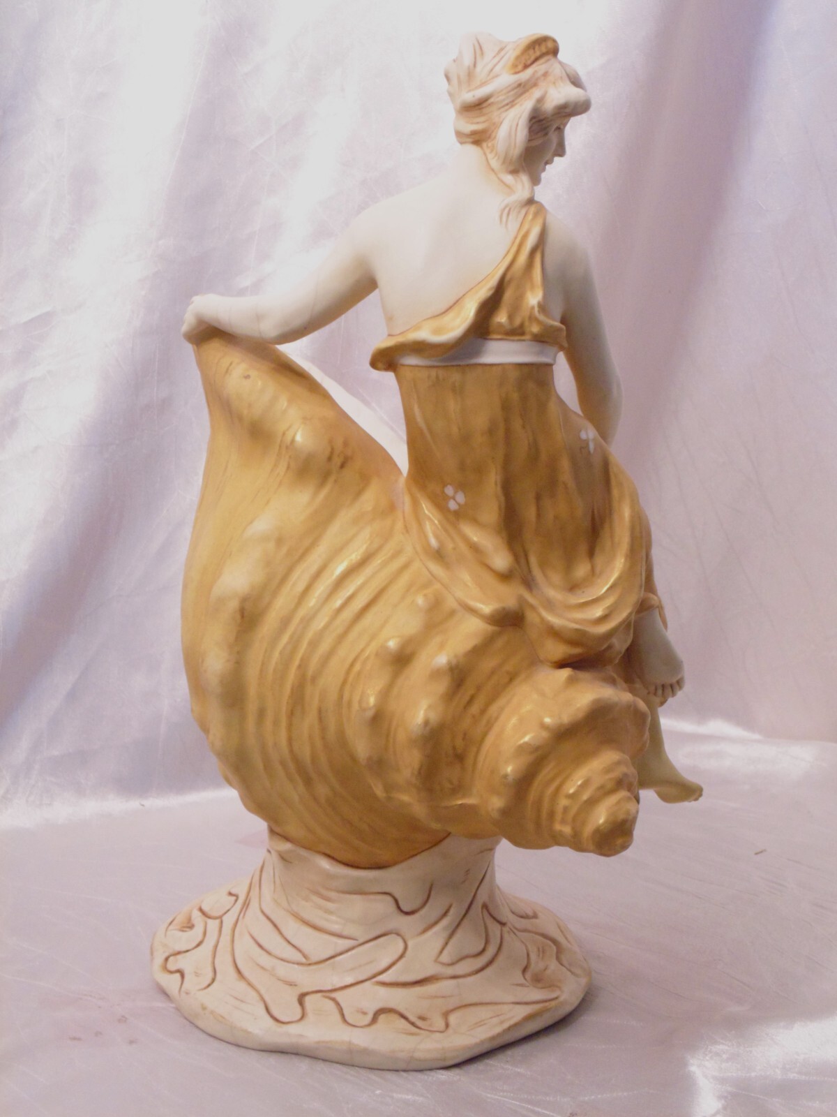 Vtg Art Nouveau Royal Dux Bohemian Woman Figurine Conch Shell Figural Bowl Vase