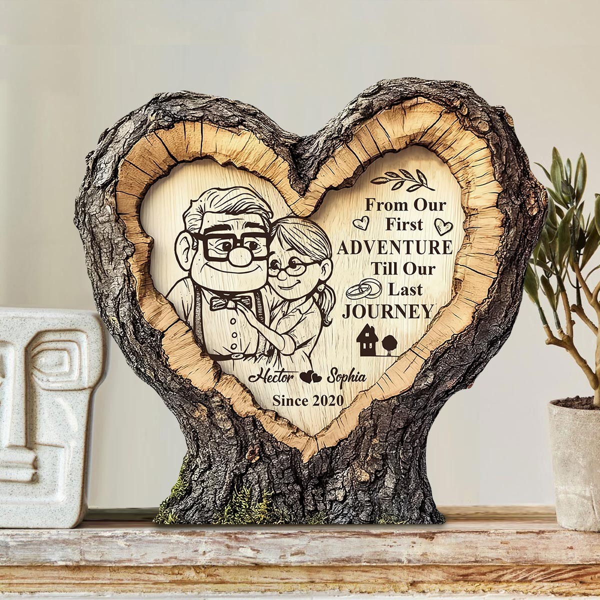 Personalized Carl Ellie Up Couple Family Acrylic Plaque Wooden Block Desk Decor