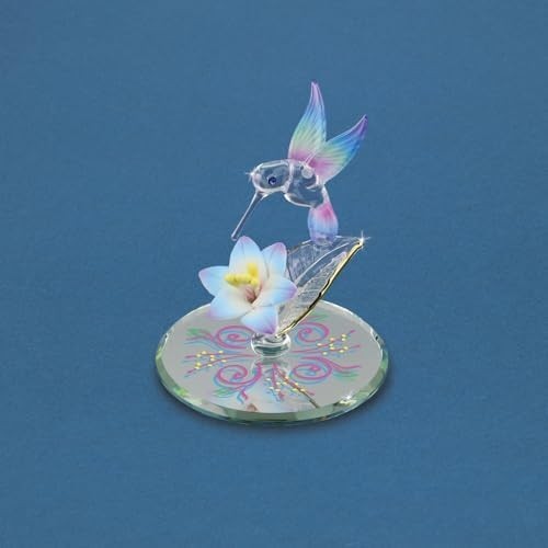 Intricately Designed Hummingbird Figurine – Swarovski Crystals + Floral Elegance