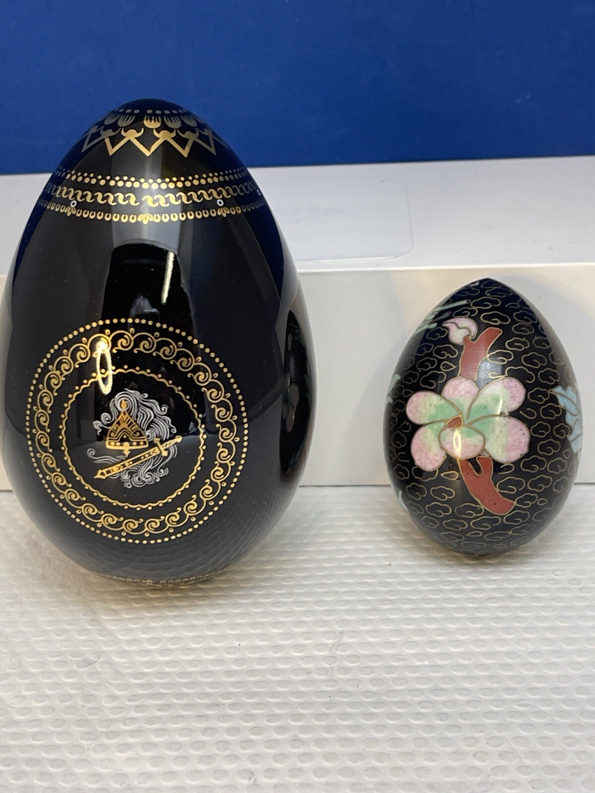 RUSSIAN FAIRY TAIL PORCELAIN EGG SIGNED NUMBERED & SMALL UNMARKED EGG