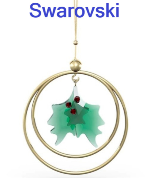 🎄 Swarovski Crystal 2021 Garden Tales, Christmas Winter Holly Leaves Ornament