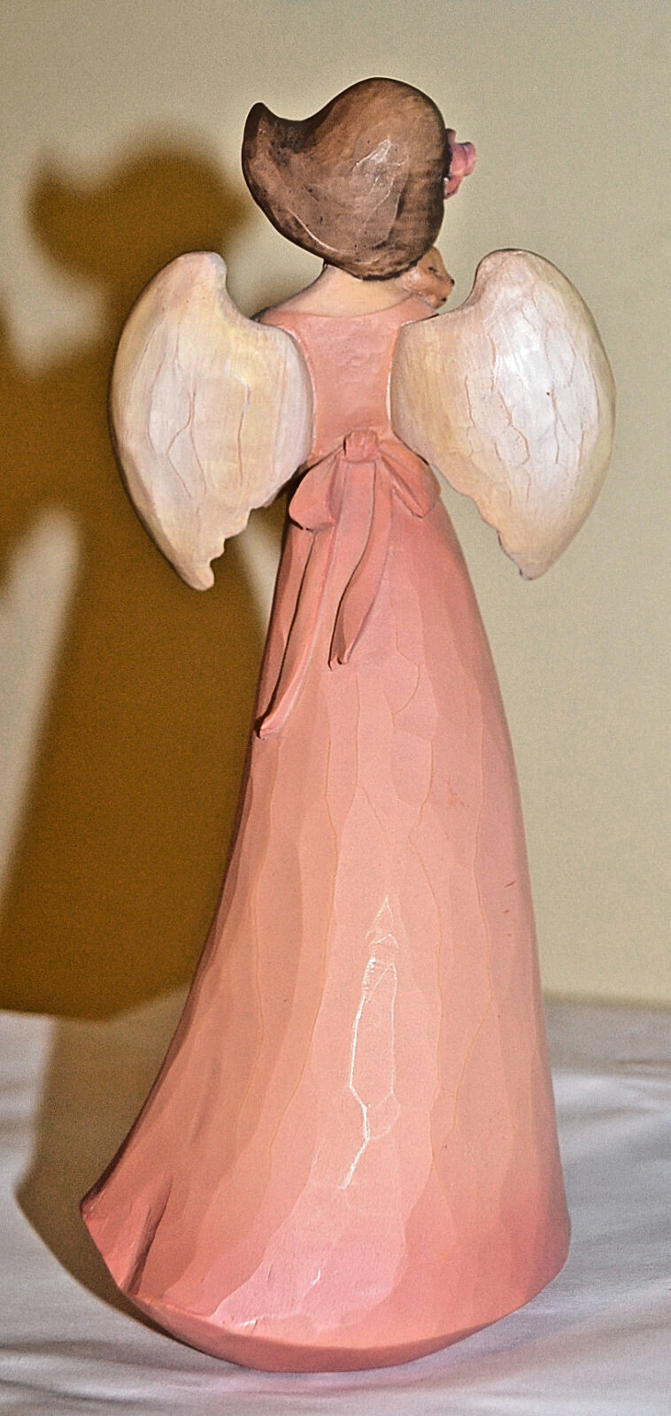 YOUNGS INC. 7.5″ RESIN ANGEL, “PRETTY IN PINK”, HUGGING CAT KITTEN, NICE GIFT