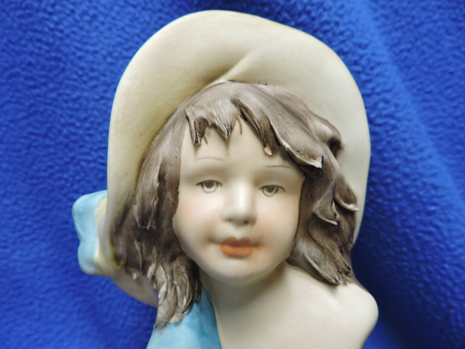 Vintage Ethan Allen Porcelain Bisque Girl Bust Figurine Signed