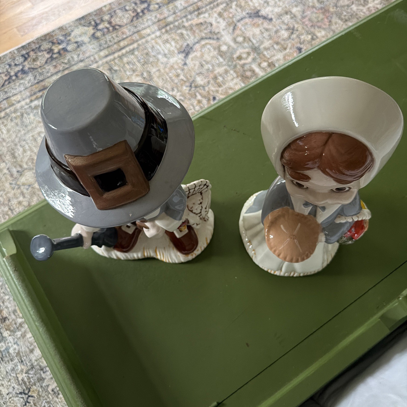 Pair of Ceramic Pilgrim FIgures, Pilgrim with Wife 1960s
