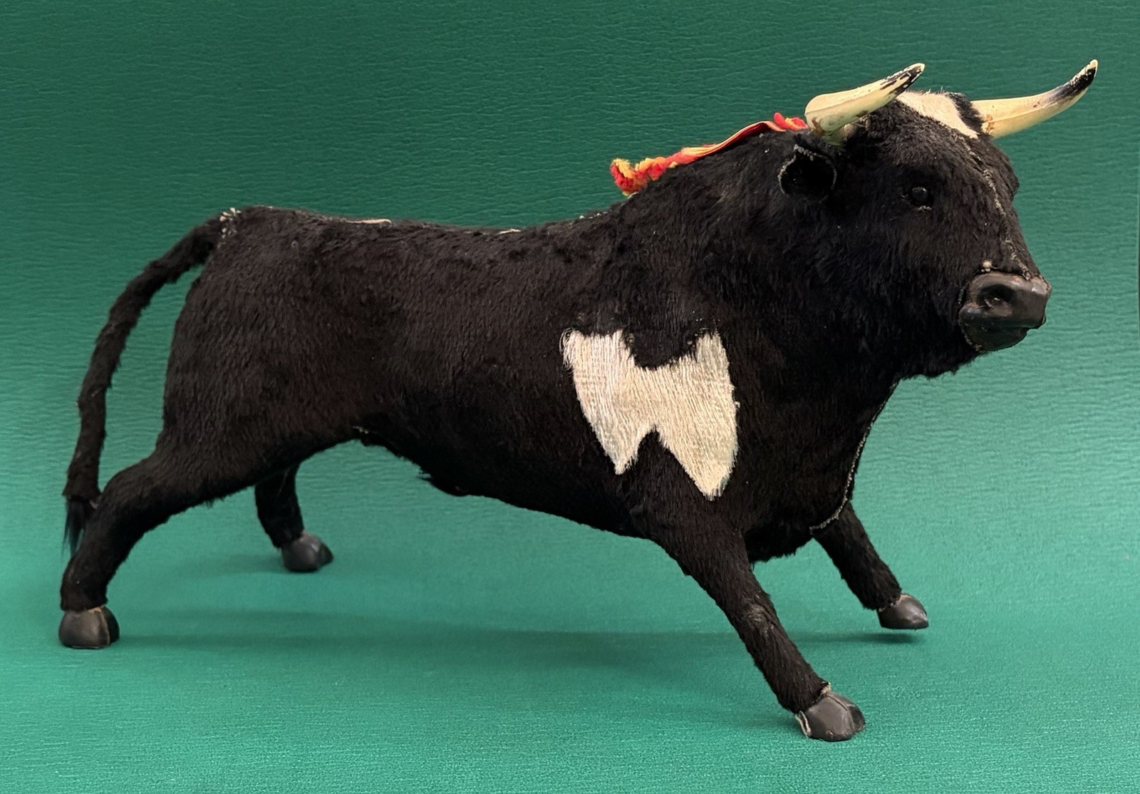 Large Black and White Spanish Bull-Fight Fighting Bull Statue from Madrid Spain
