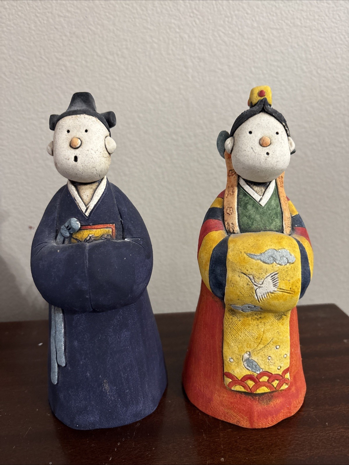 Ceramic Asian Figurines Set Of 2 8.5 Inches Tall