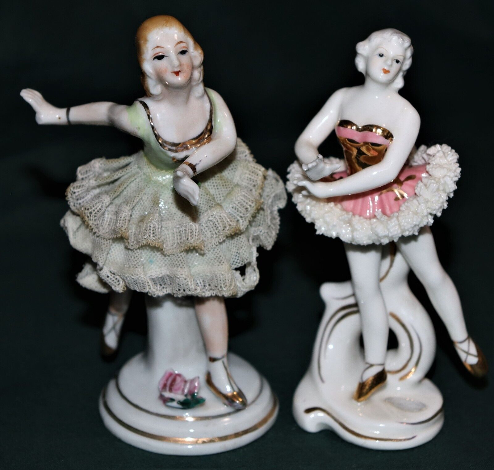 Set of 2 Vintage Victorian Ucagco Ceramic & Bone China Ballerinas Made in Japan