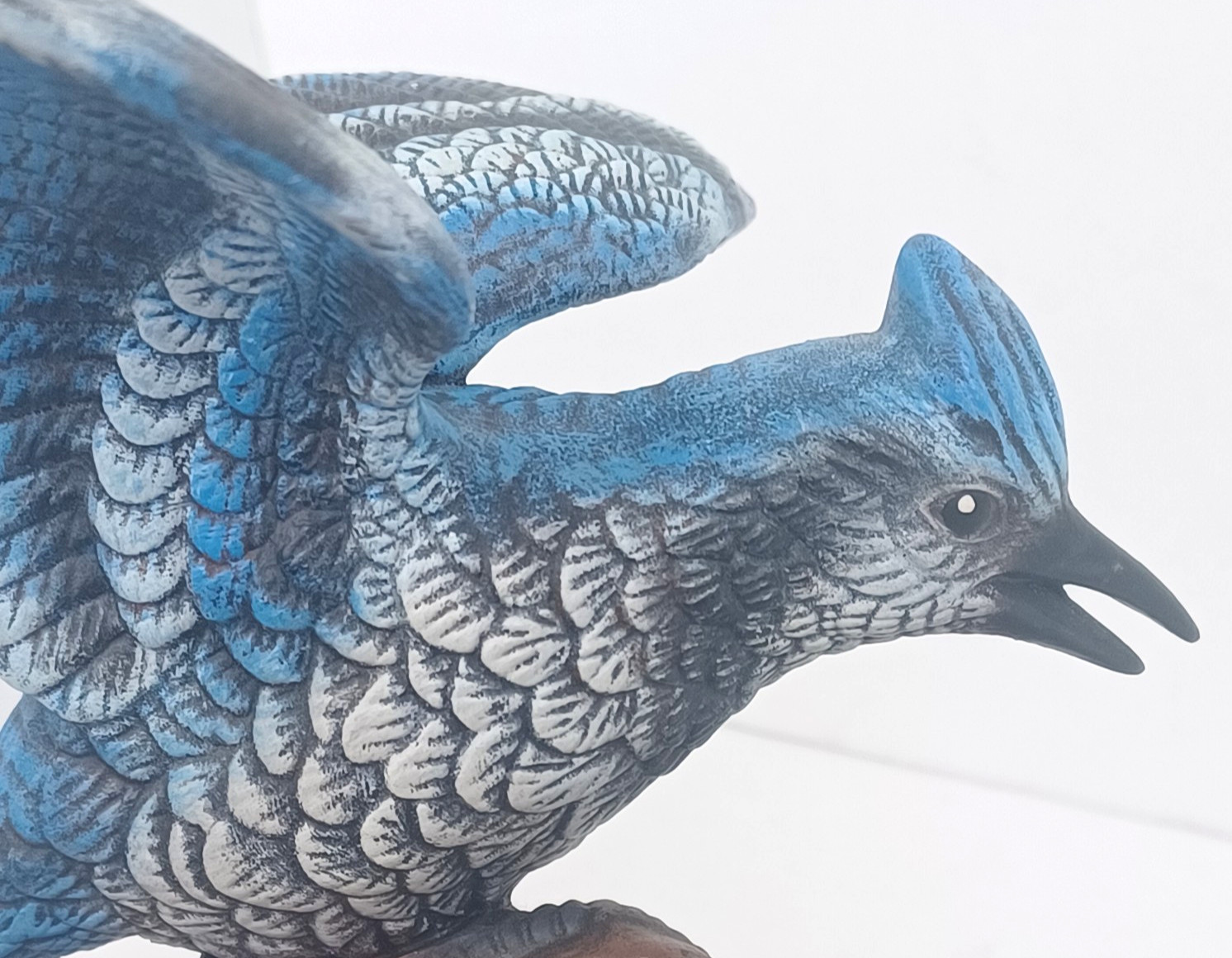 Vtg 1987 Handmade Mikes Mold Ceramic Blue Jays on Log Figurine Matte Glaze 10″