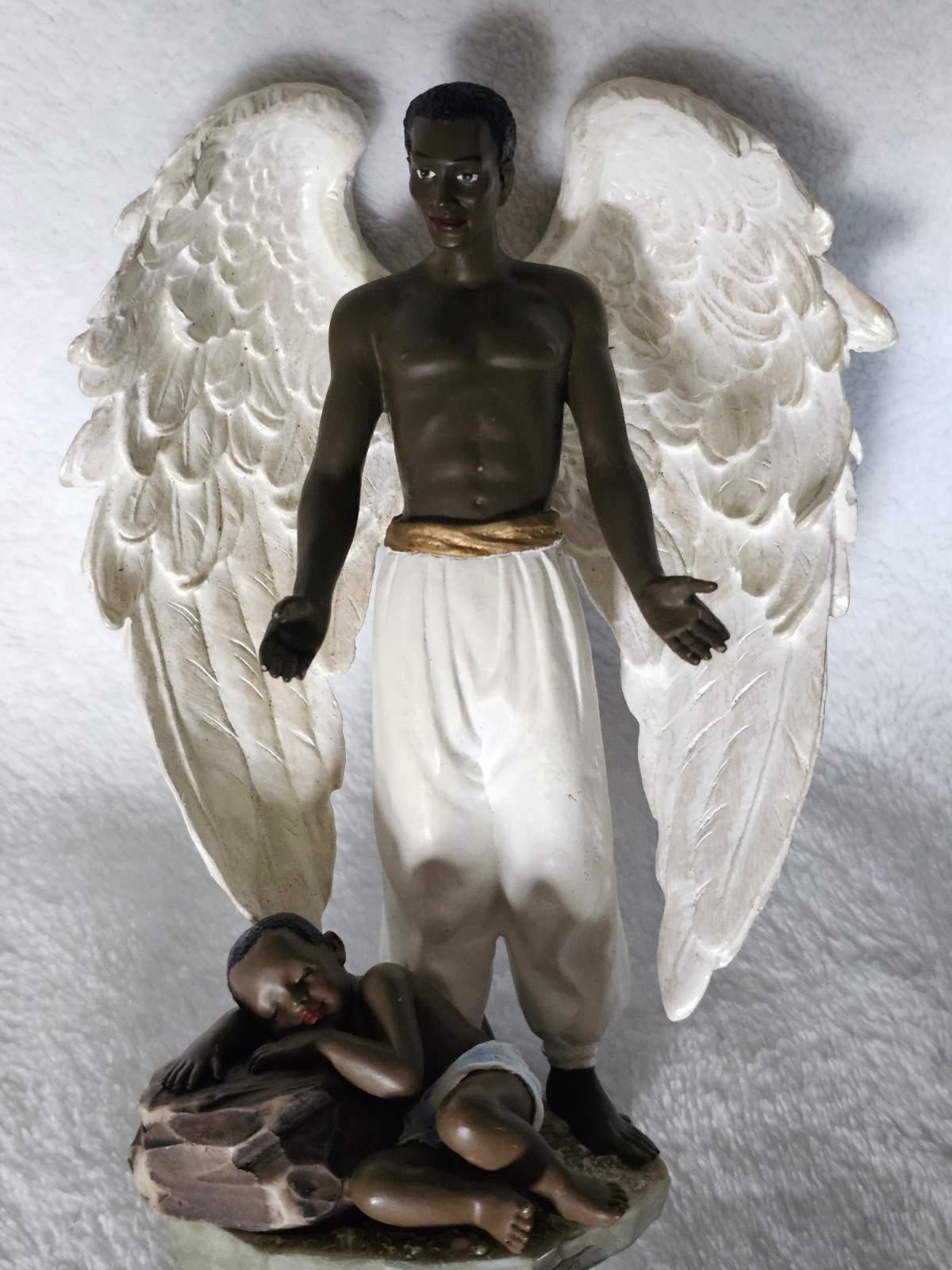 Vintage African American “Guardian Angel” Standing Guard Over Child