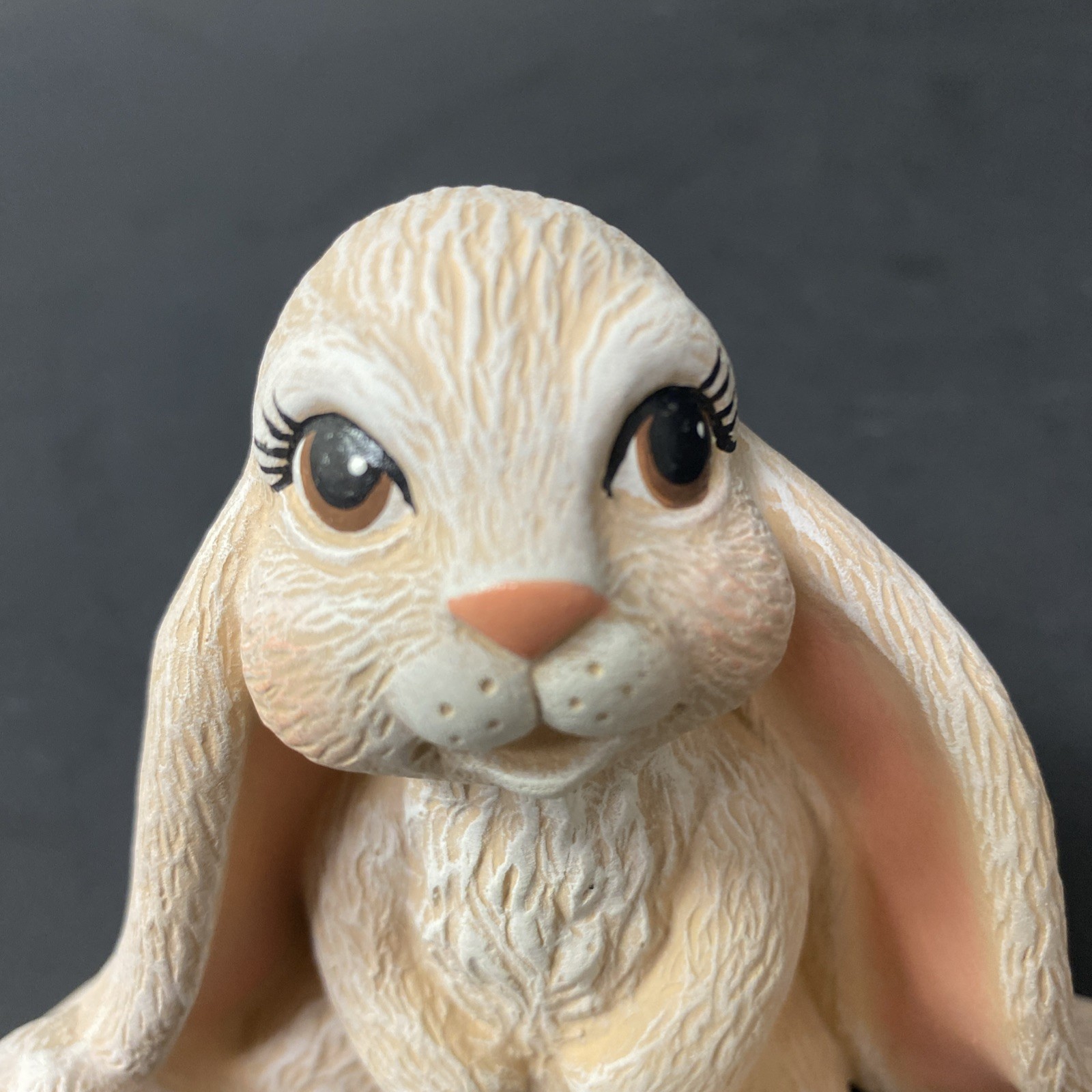 Ceramic Flop Eared Bunny Sitting 3.5″ Figurine Scioto Hand Painted