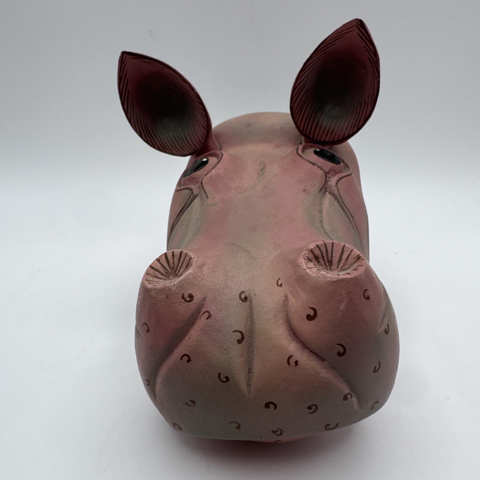 Hippo Head Wall Art Wooden Hanging House Hippopotamus Hand Carved Home Decor