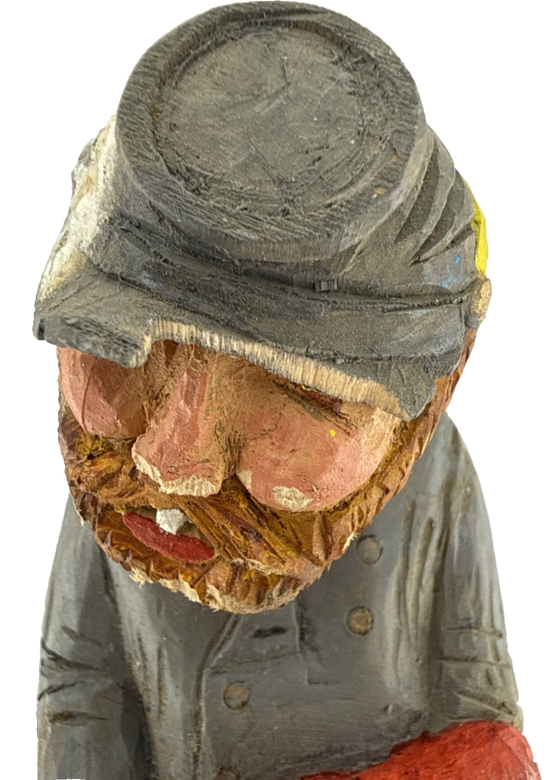 Carved Wood Confederate Soldier Figure Peg Neck Rustic Primitive 10 1/4″ Tall