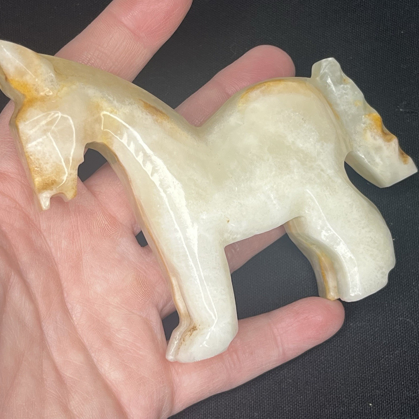 Vintage Hand Carved Marble Onyx Stone Horse Donkey Pony Figurine 3.5” Inch Tall