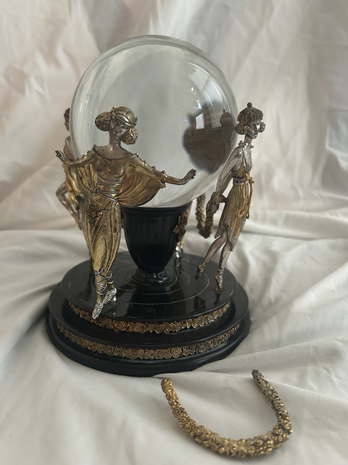 Franklin Mint House of Erté Crystal Ball Objet Art Deco Limited Edition