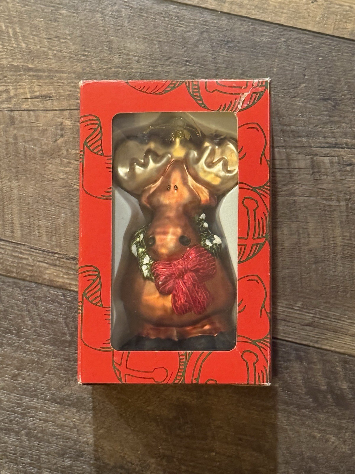 Brown Red Chubby Moose Ornament Figurine Standing on Back Legs Kurt S Adler