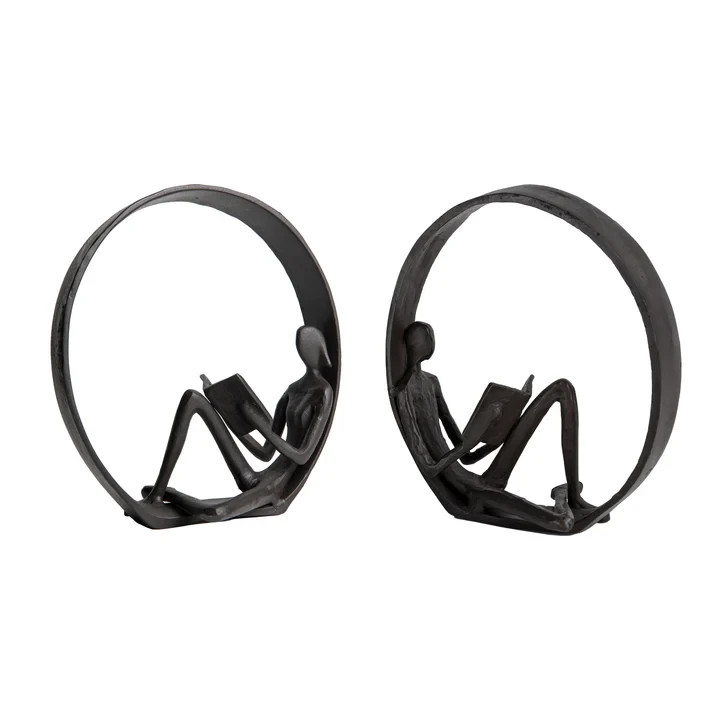 Modern Contemporary Design Black Encircled Reader Iron Sculpture Home Decorative