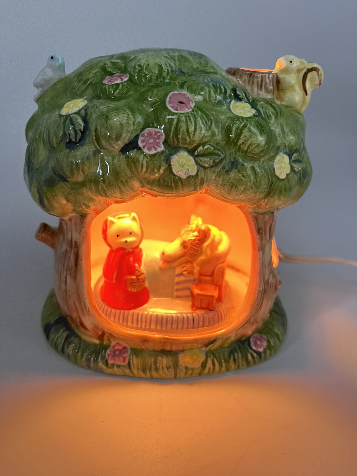 Vintage TAKAHASHI San Francisco Red Riding Hood Ceramic Figure Lamp 5×5”