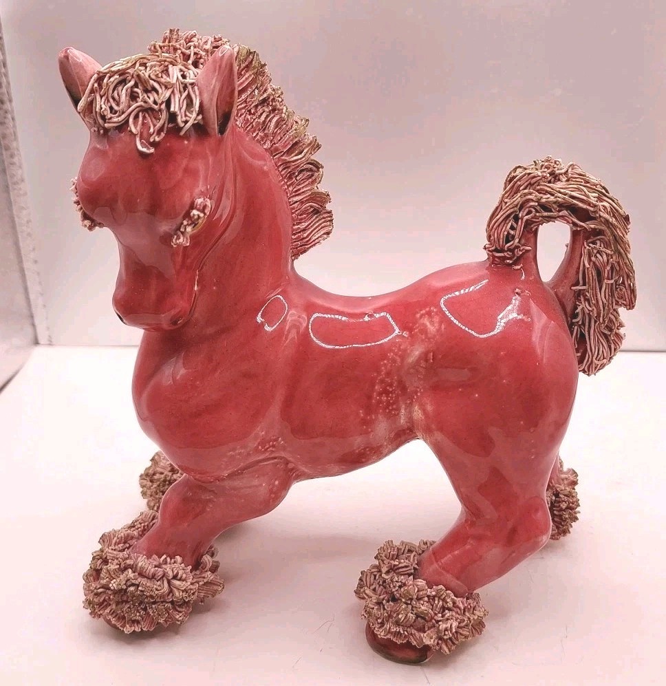 Murray Kreiss Pink Purple Spaghetti Horse Figurine 5.5″Tall – 5.25″Long MCM Vtg