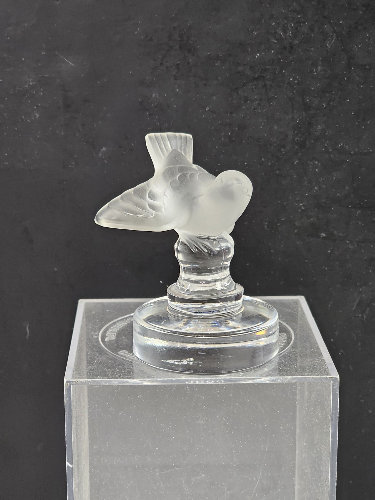 Lalique France Montague Bridgman Frosted Crystal Sparrow Paperweight Signed