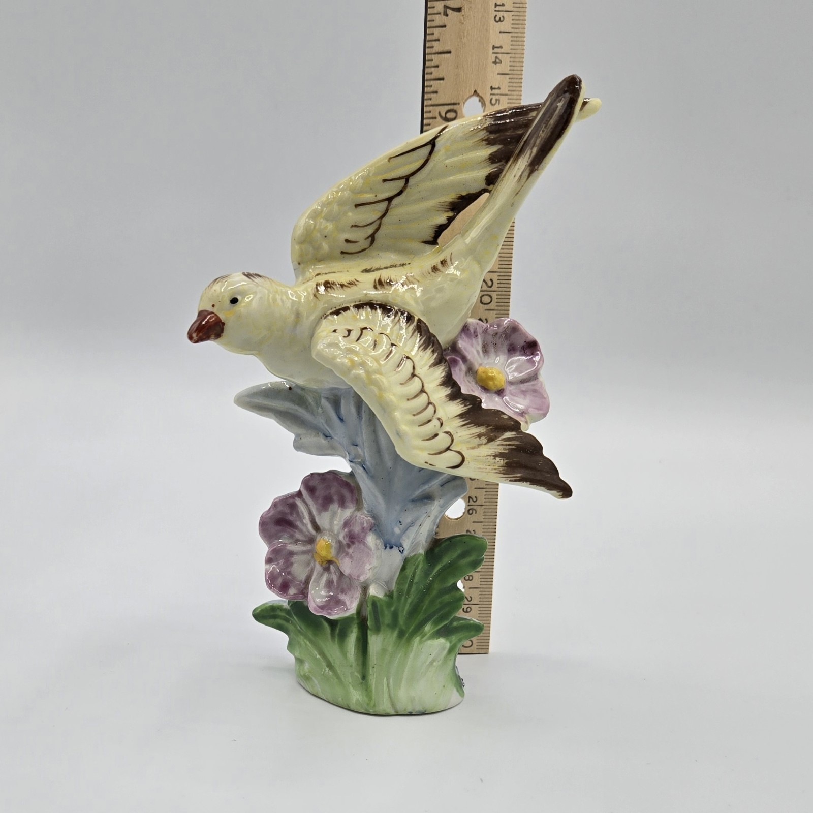 Beautiful Rare Vtg Made in Occupied Japan Bird with Flowers Figurine Mid Century