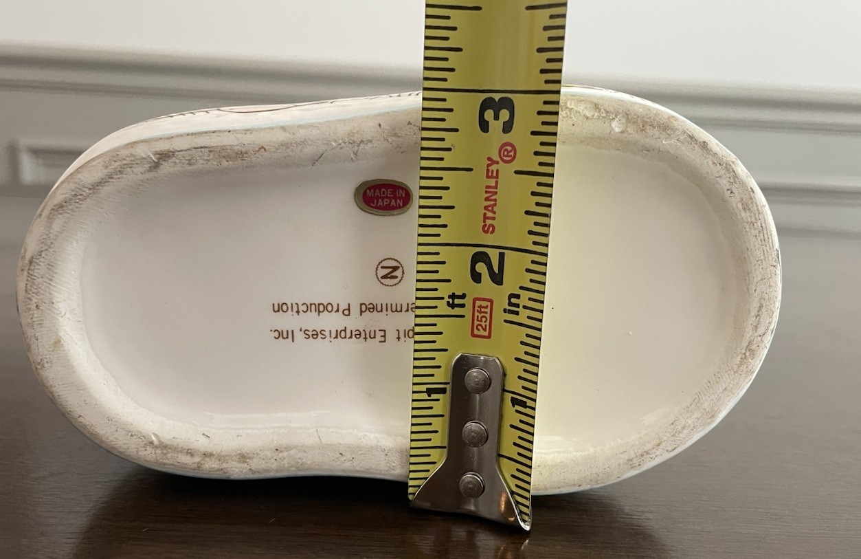 Vintage Wolfpit Enterprises 1976 Ceramic Baby Shoe Butterfly Snail Child Motif