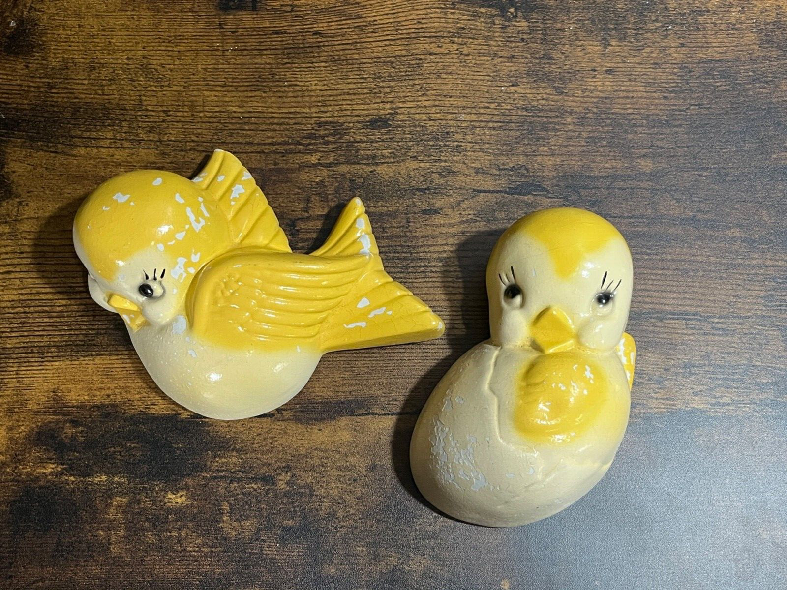 50s Mid Century Bird Figures Kitschy Ceramic Wall Decor Anthropomorphic Cute