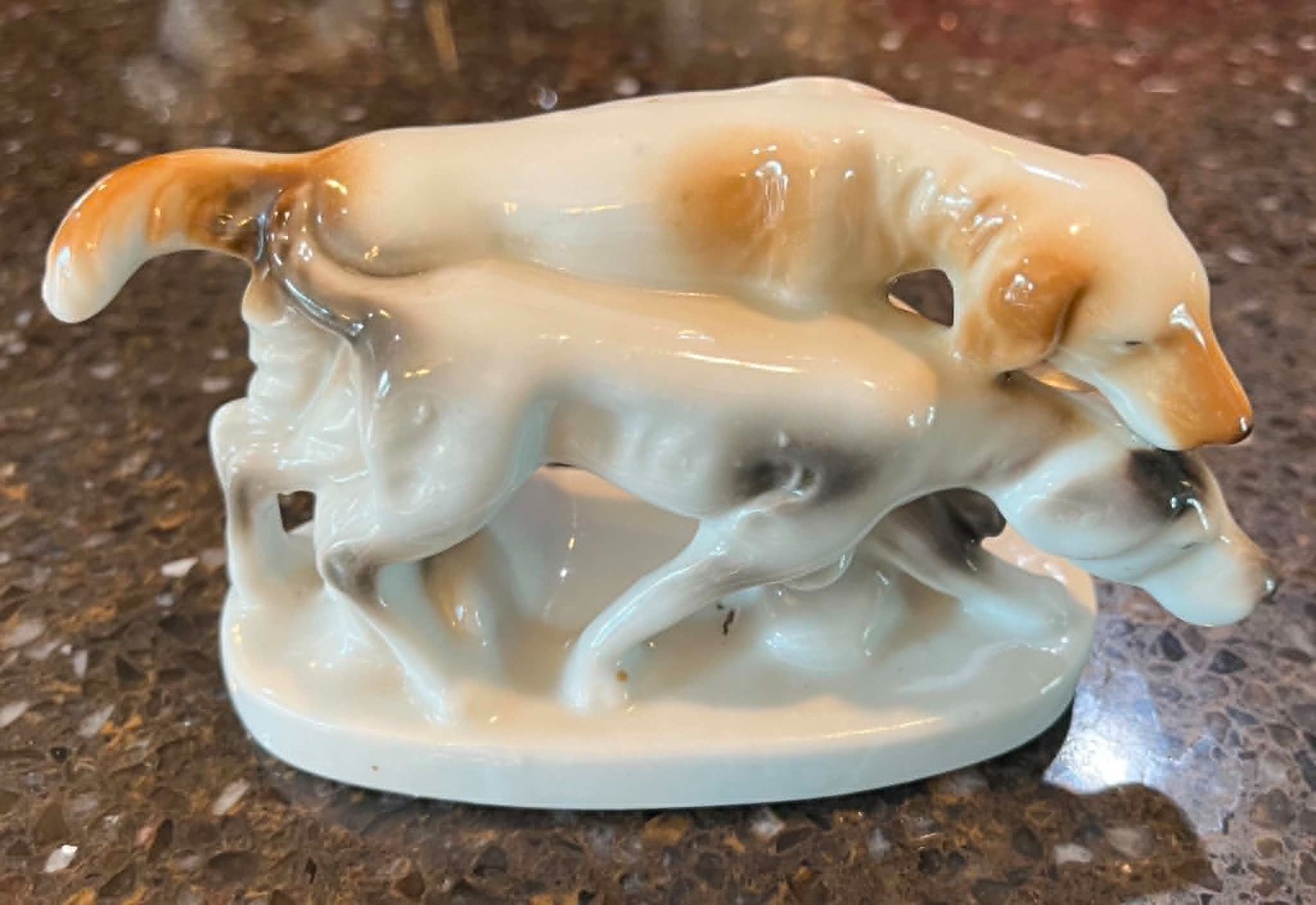 Ceramic Hunting Dogs Figurine Japan 5X3″