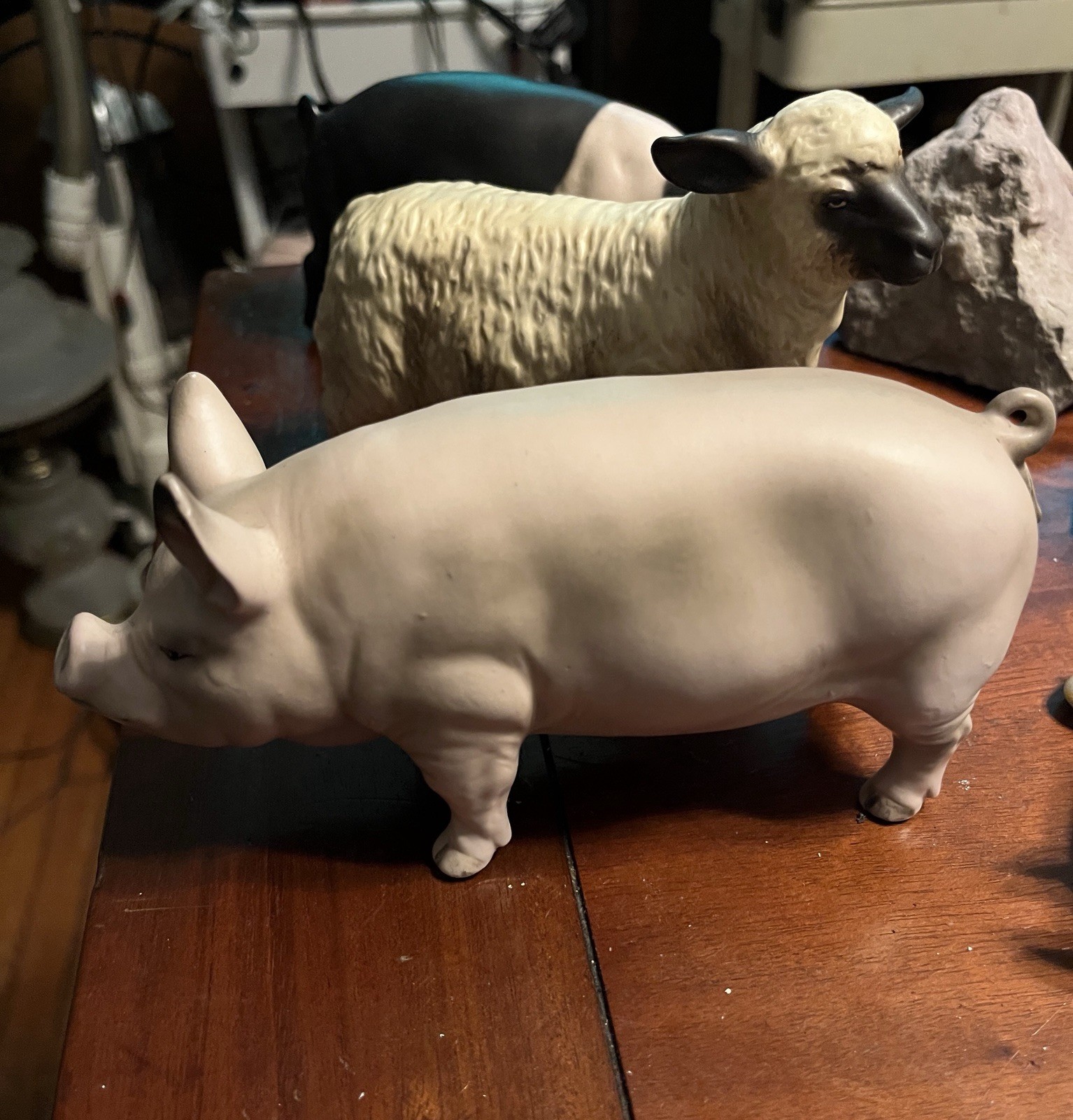 Ceramic /porcelain Beswick Farm Animals Marked 454. Pug, Lamb, Pig