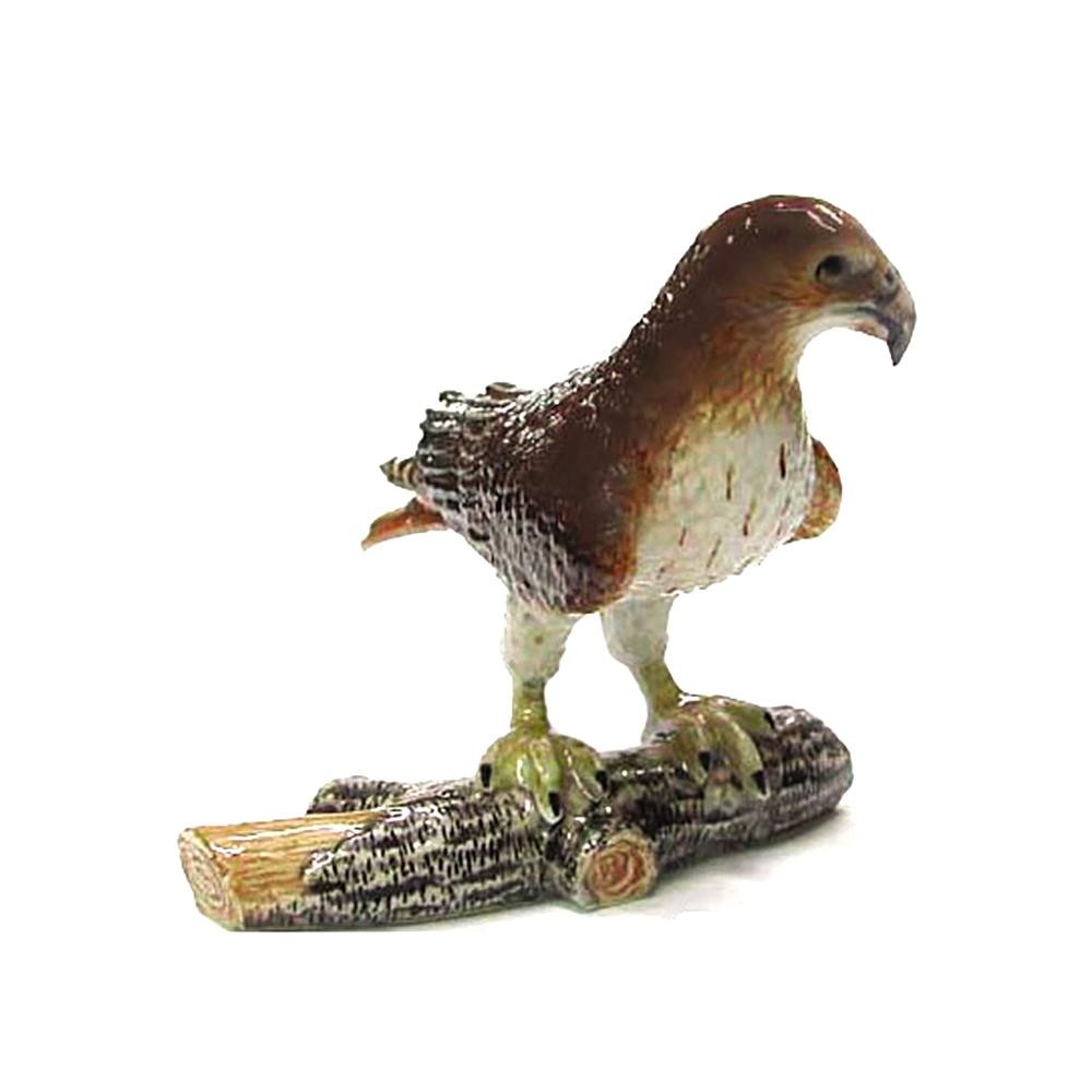 Northern Rose Red Tailed Hawk on Branch Home Decor- Miniature Porcelain Figurine