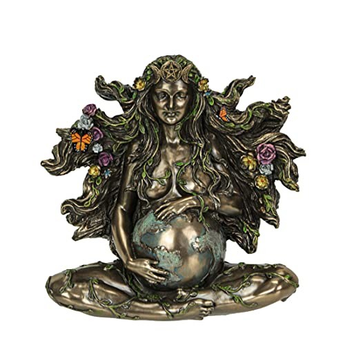 Veronese Design 6 7/8″ Sitting Pregnant Mother Gaia with Butterflies Resin