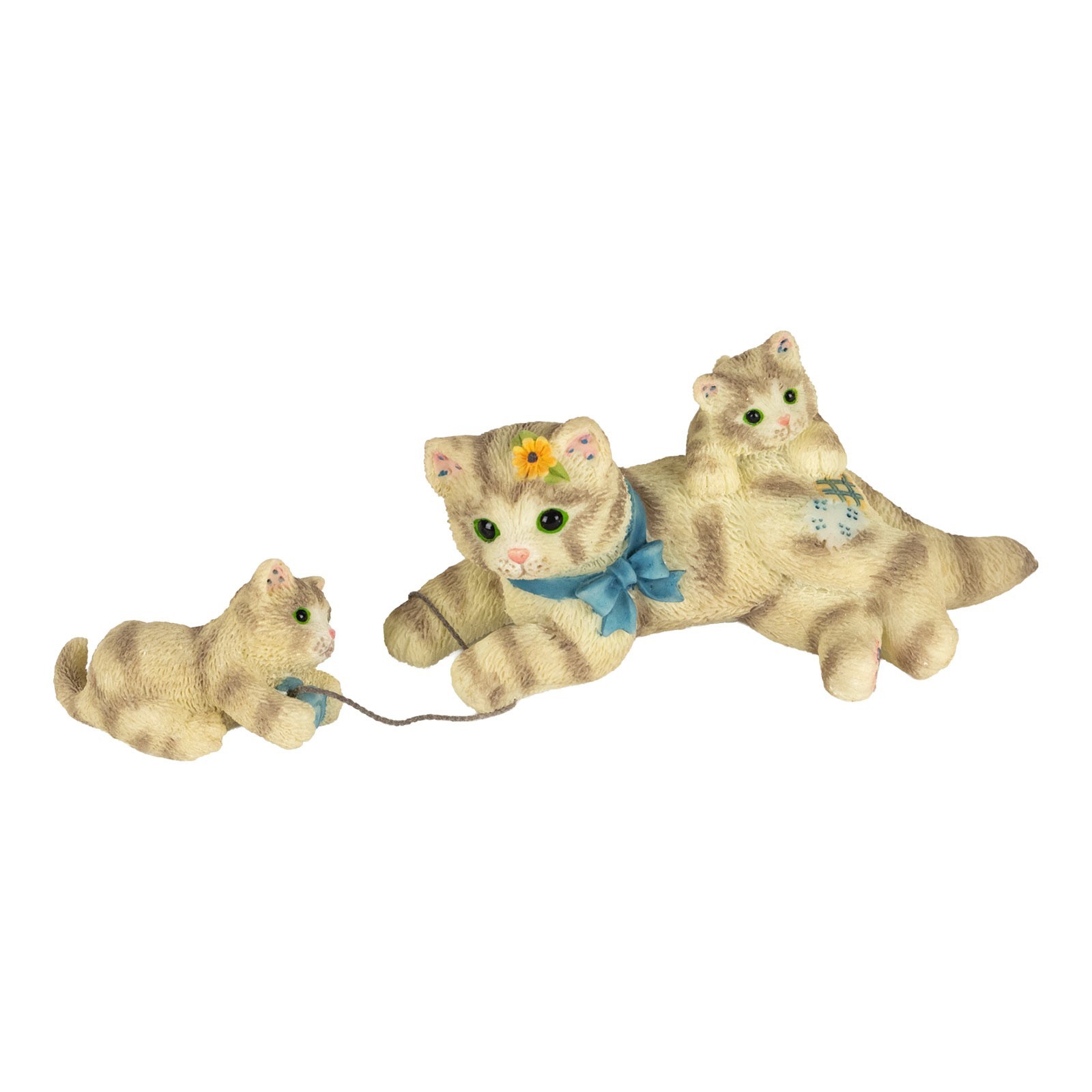 Calico Kittens Cats with Yarn Mini Figurine 642231L Mother Vintage 1999 New