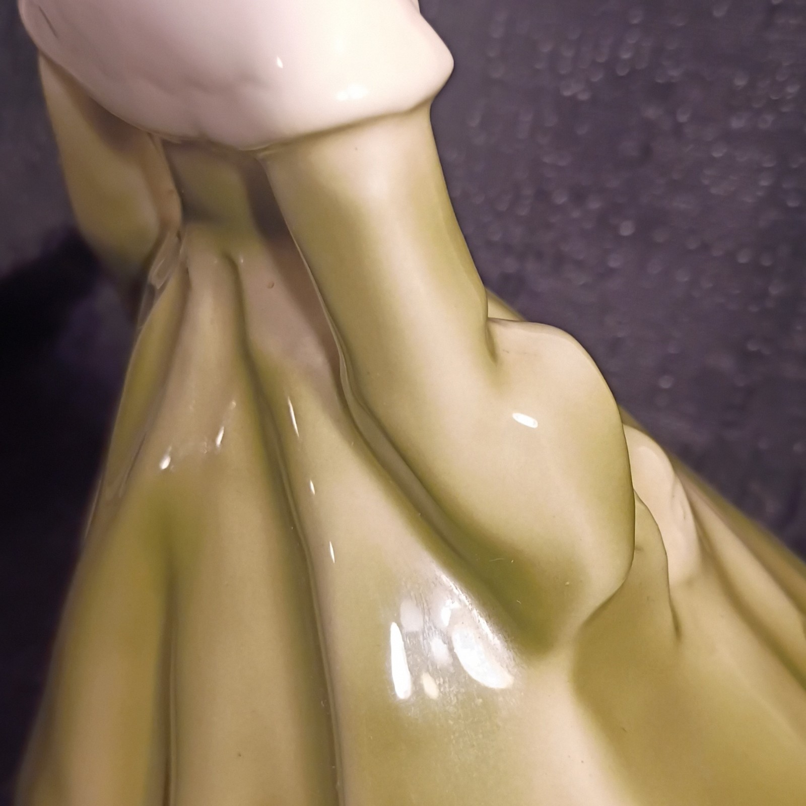 Florence Ceramics Lady Figurine L. Evans Signed 1959 Green Dress 6in