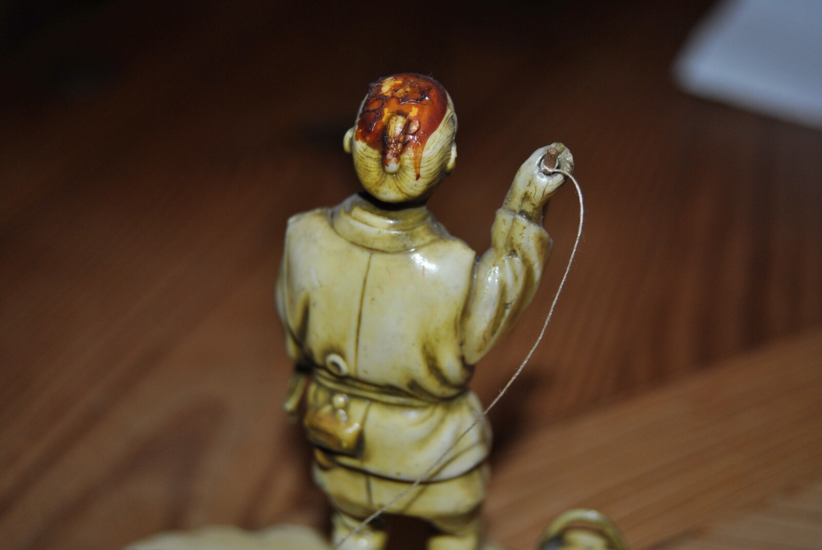 Vintage Japanese Celluloid Miniature Character Figure Harpoon Fisherman & Catch