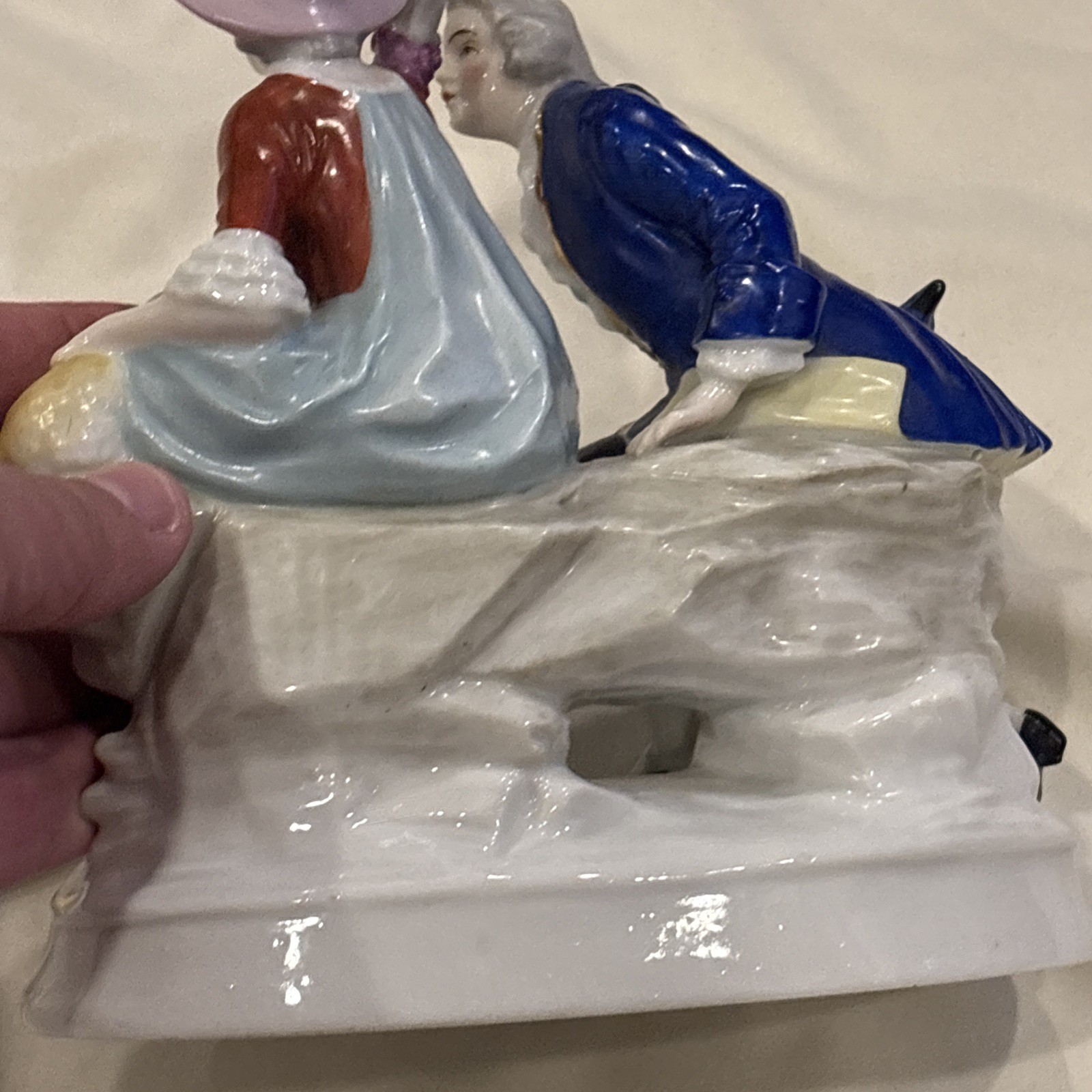 Antique Sitzendorf Porcelain Pastoral Couple Figure Figurine 7” Germany Lamb