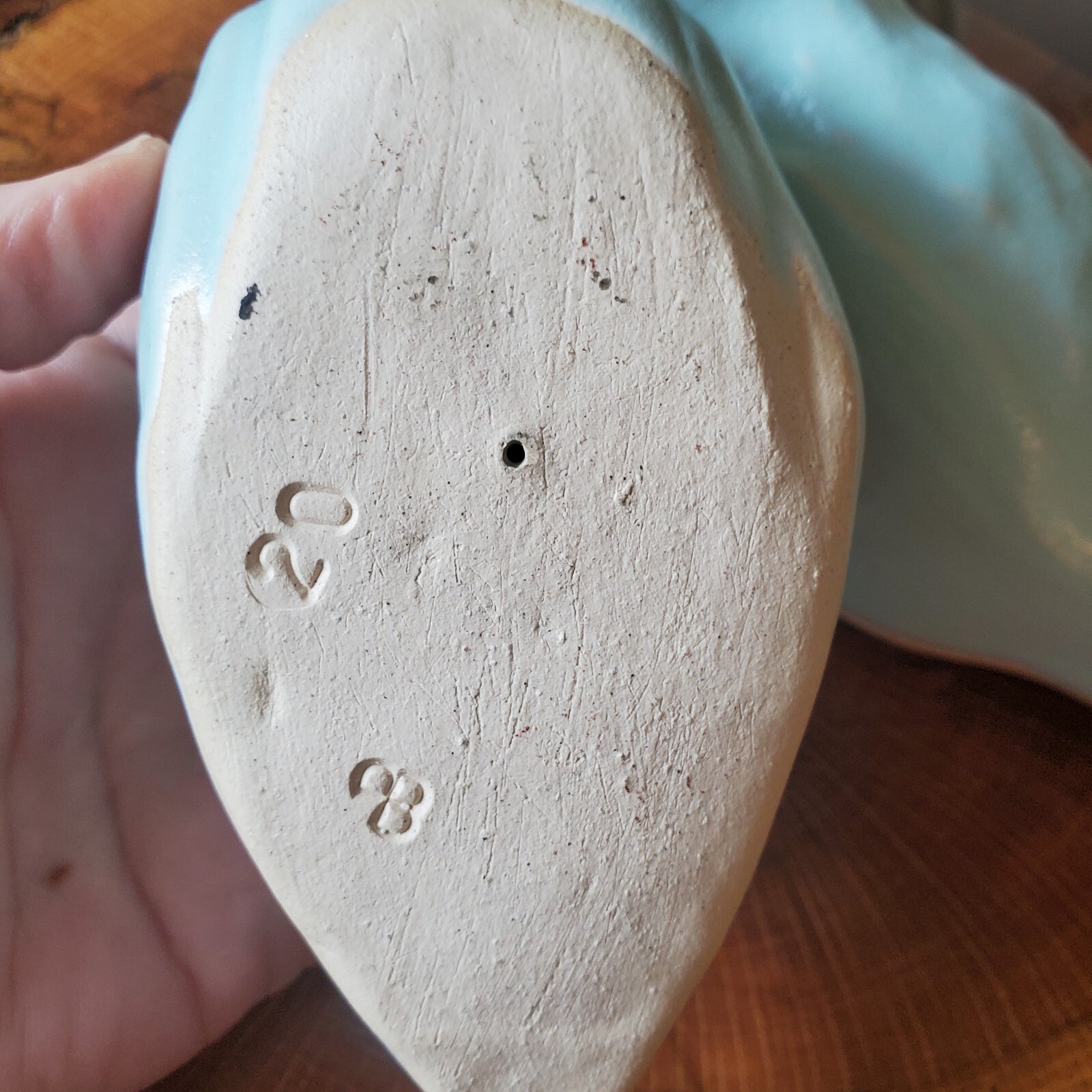 Pair of Art Pottery Bluebirds Handmade Stamped Rustic Matte Glaze Cottage Core