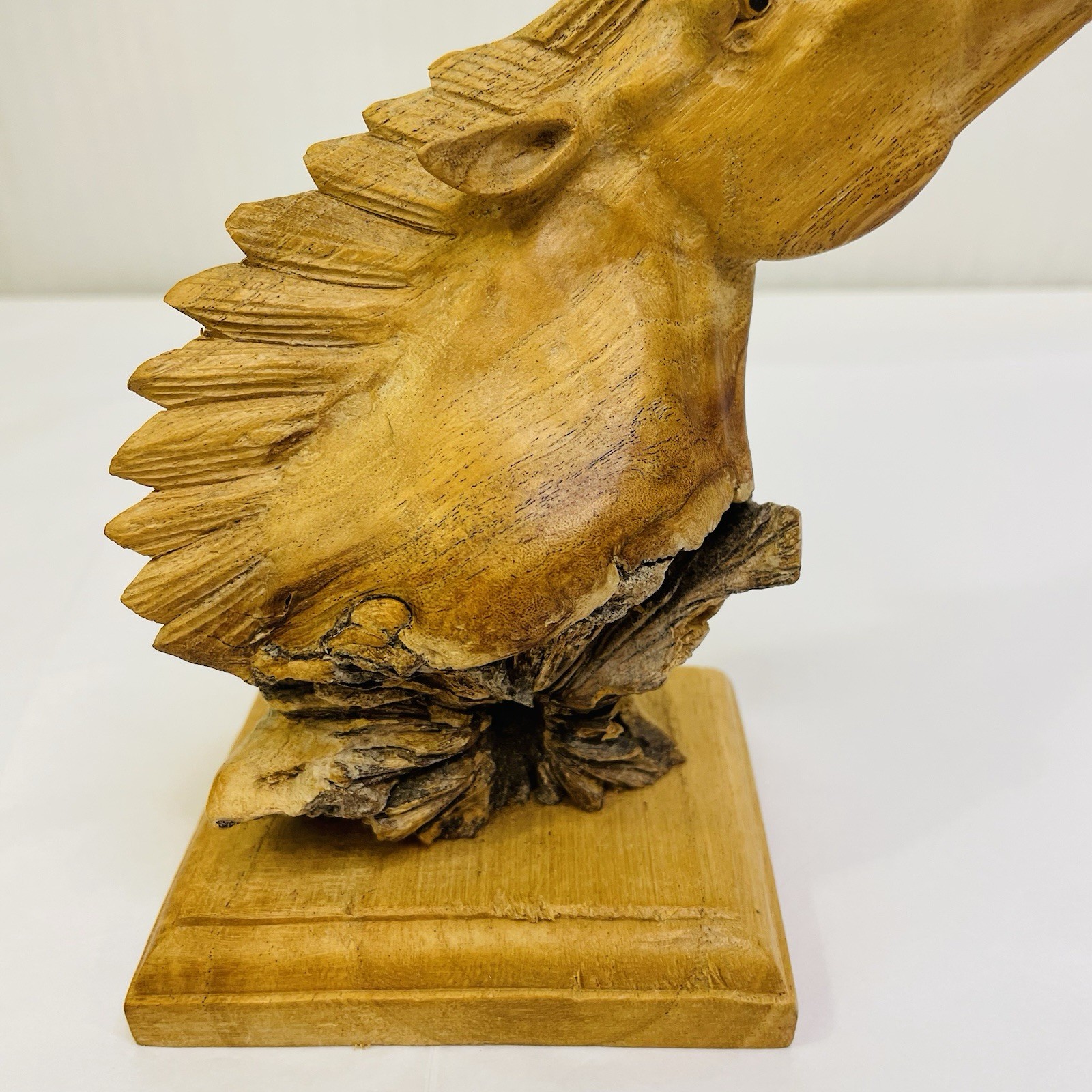 Hand Carved Wooden Horse Head Sculpture 5.75″ Tall Equestrian Collectible