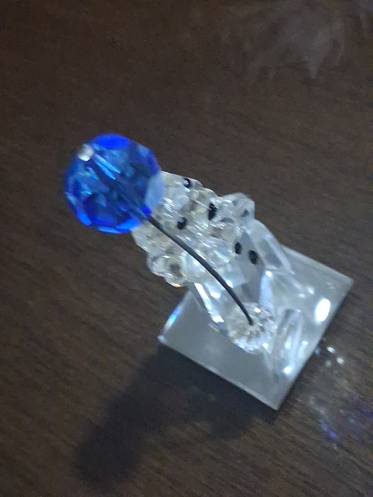 Swarovski Crystal Faceted Clown with Blue Balloon Circus Mini Figurine Glass