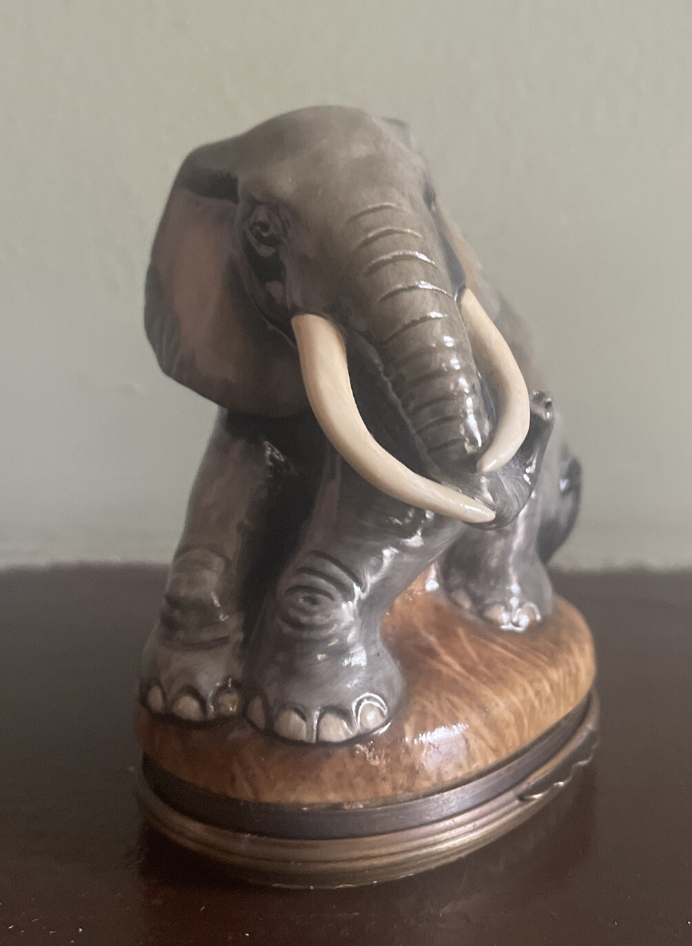 Halcyon Days Enamel Trinket Box Vintage Circa 1997 Elephant Echo Bonbonnière