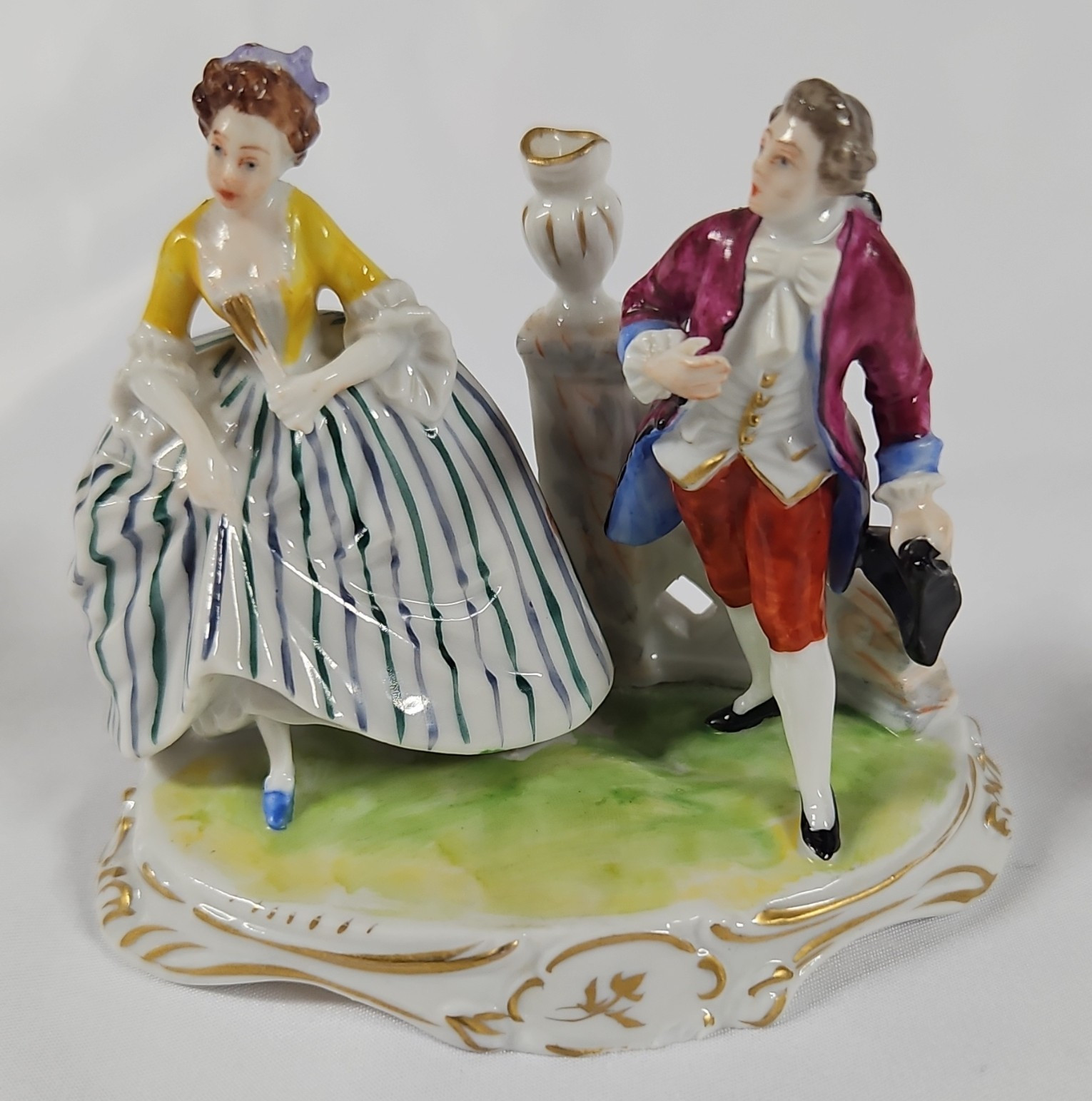 Gustavsberg Porcelain Couple Figurine Hand Painted Signed 1900-1919 Striped