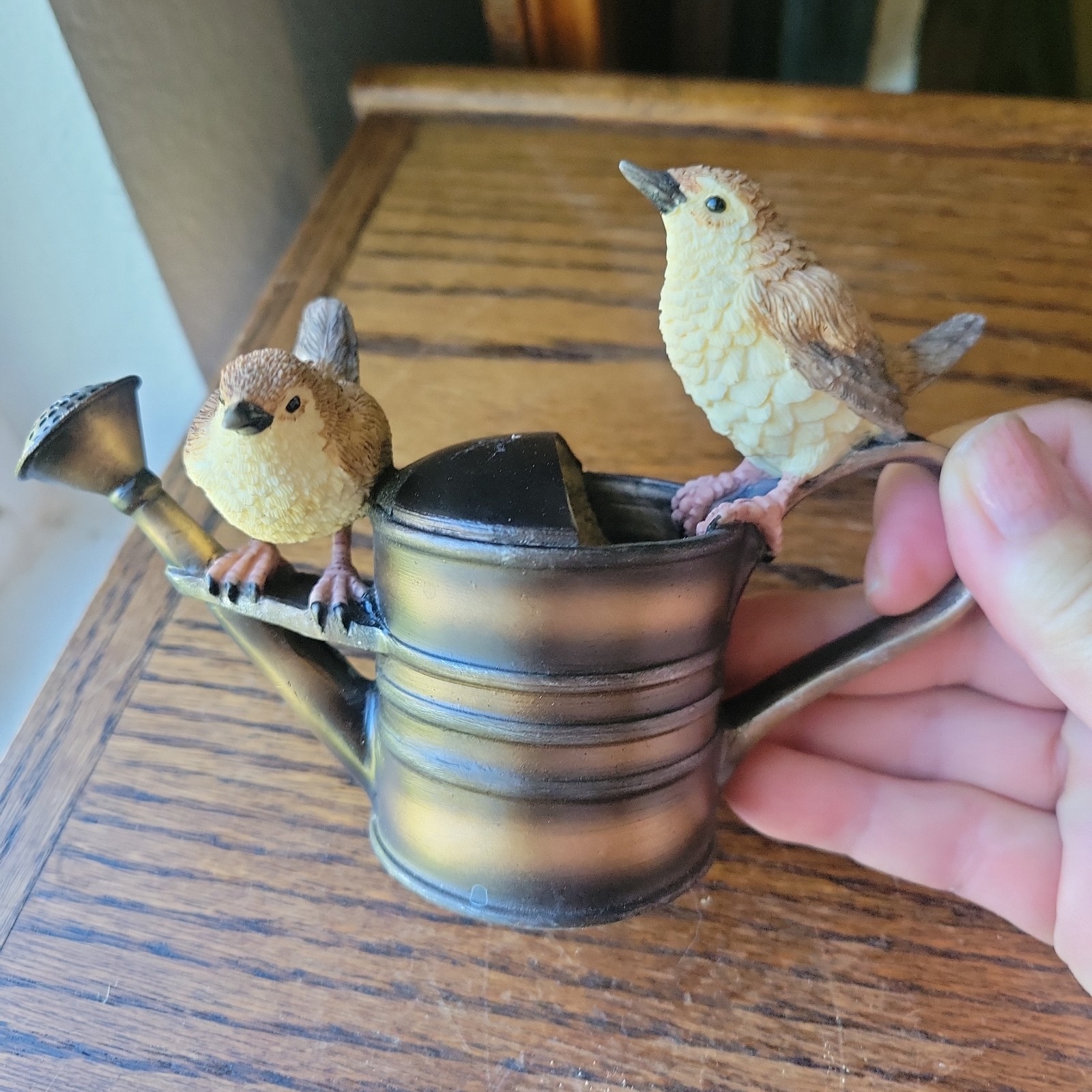 The Leonardo Collection Garden Birds Figurine on a watering can Cottage Grandma