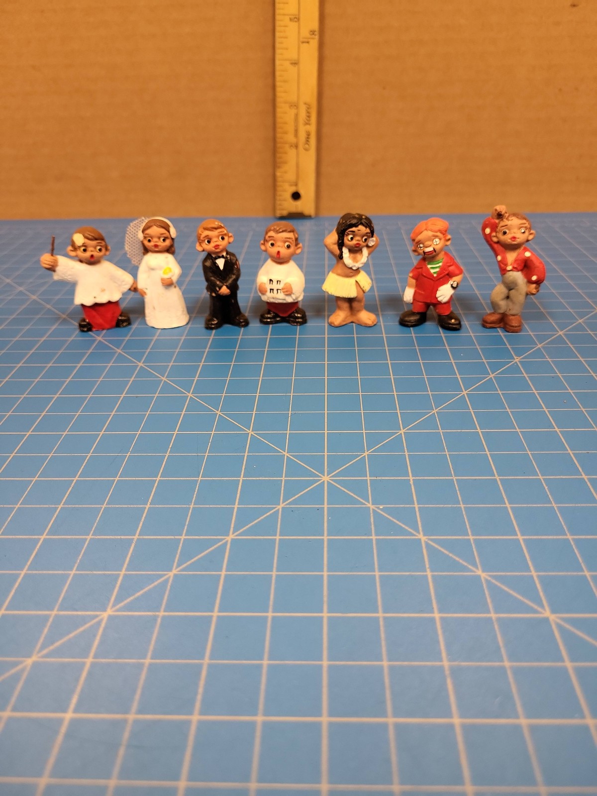 Vintage Anthropomorphic Figurines Miniature People Figures Set of 7 Collectible
