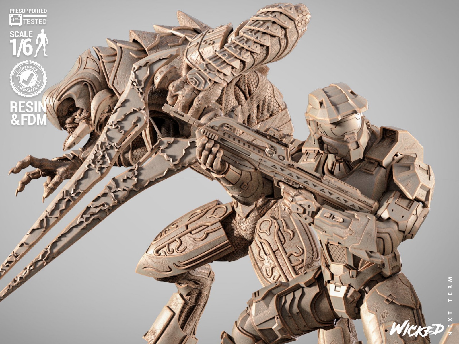 Halo Diorama – 1/6 Scale Figure Statue 3D Print Model Kit Unpainted