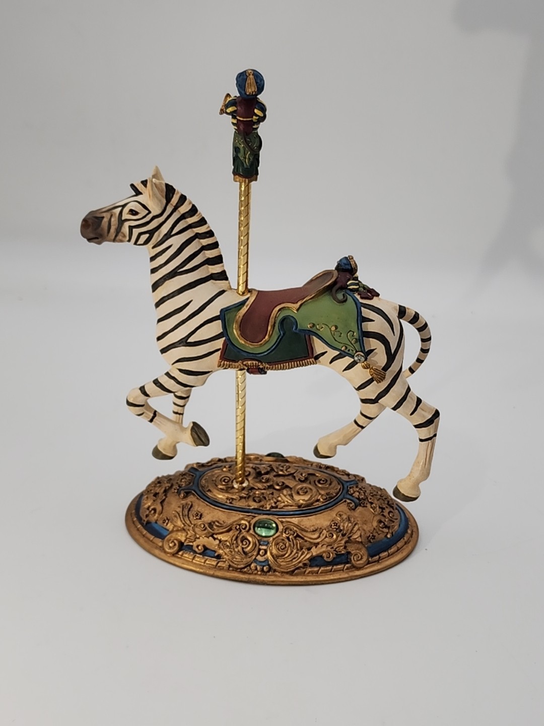 1998 Willitts Designs Carousel Classics Outside Row ZEBRA Stander w/ Monkeys
