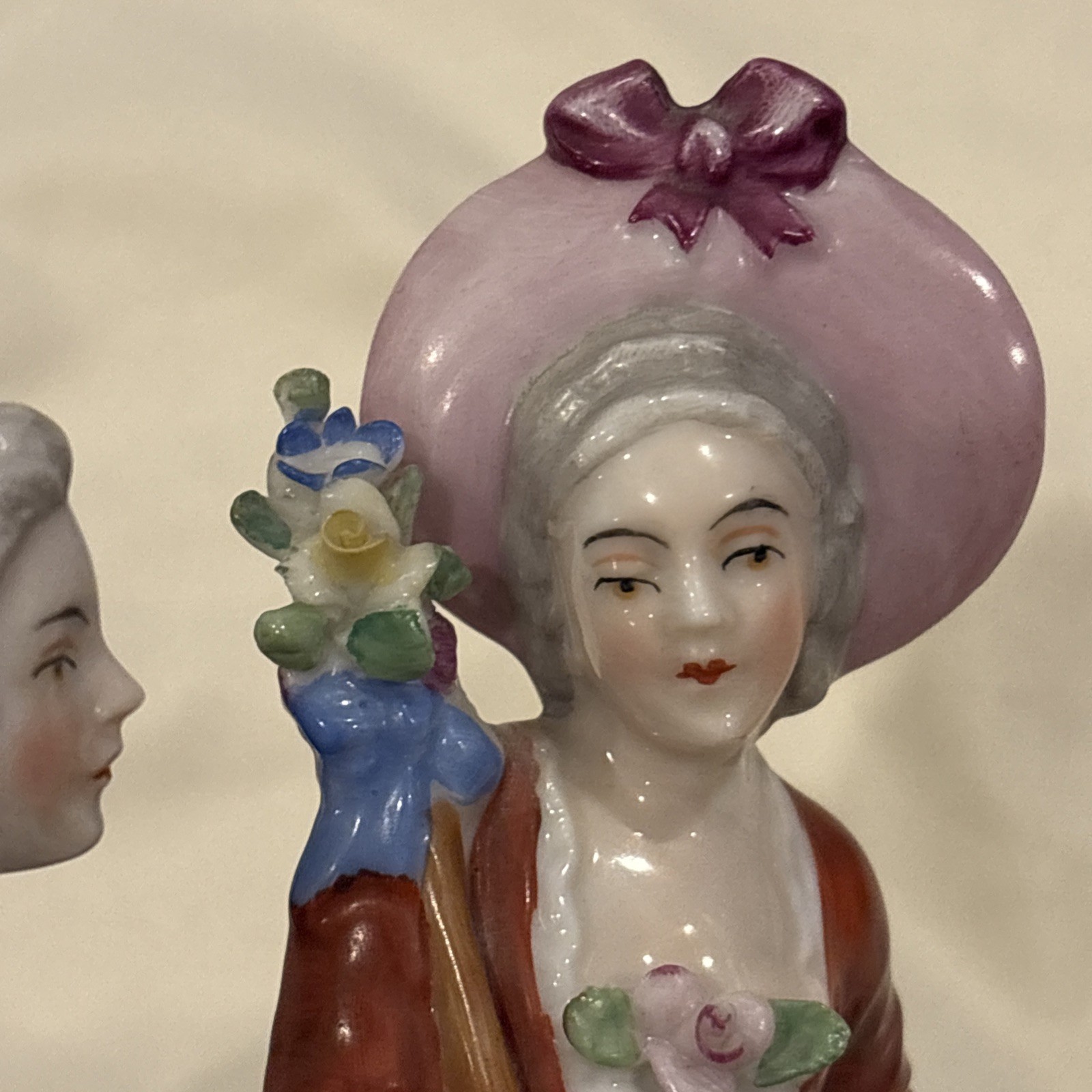 Antique Sitzendorf Porcelain Pastoral Couple Figure Figurine 7” Germany Lamb