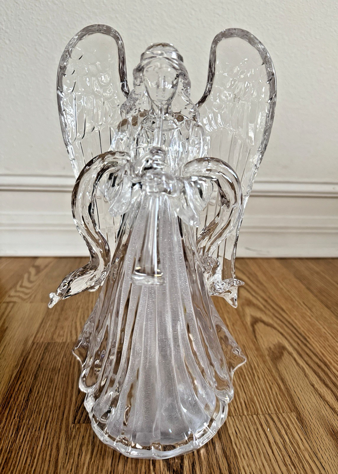 Acrylic Iridescent LED Light-Up Angel Playing Horn Figurine 12″ Tall