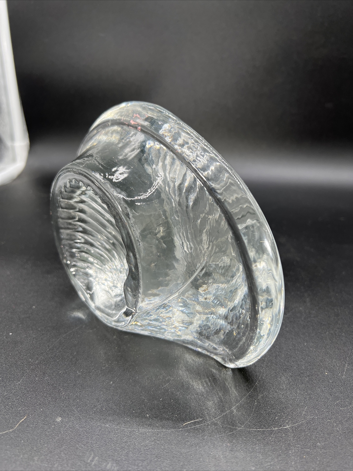 VTG Clear Glass Blenko Single Bookend, Molded Seashell Lovely Piece!
